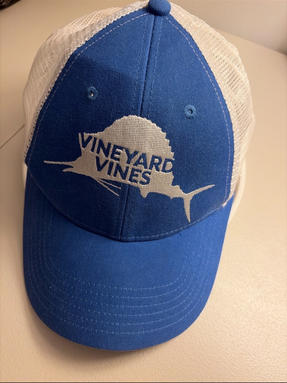 Vineyard Vines Blue White Mesh Trucker Hat Snapback Baseball Cap One Size